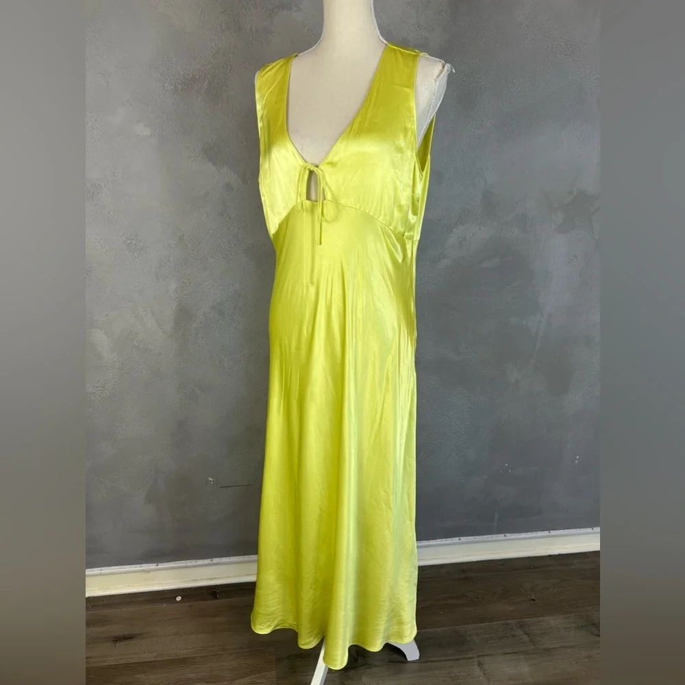 Rails Cindi Sleeveless Satin V Neck Midi Dress